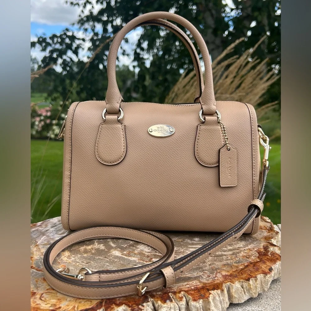 Coach Mini Bennet Sand Crossgrain Leather Satchel F33329 EUC Like New
